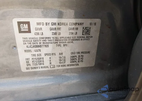 2019 Buick Encore Fwd Preferred z USA, uszkodzony, nr VIN KL4CJASB8KB777820